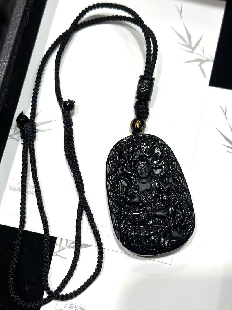 Natural Obsidian 12 Zodiac Animal Buddha Pendant Patron Saint Men And Women Gift Jewelry Zodiac Necklace Same Style For Men And Women - Image 1